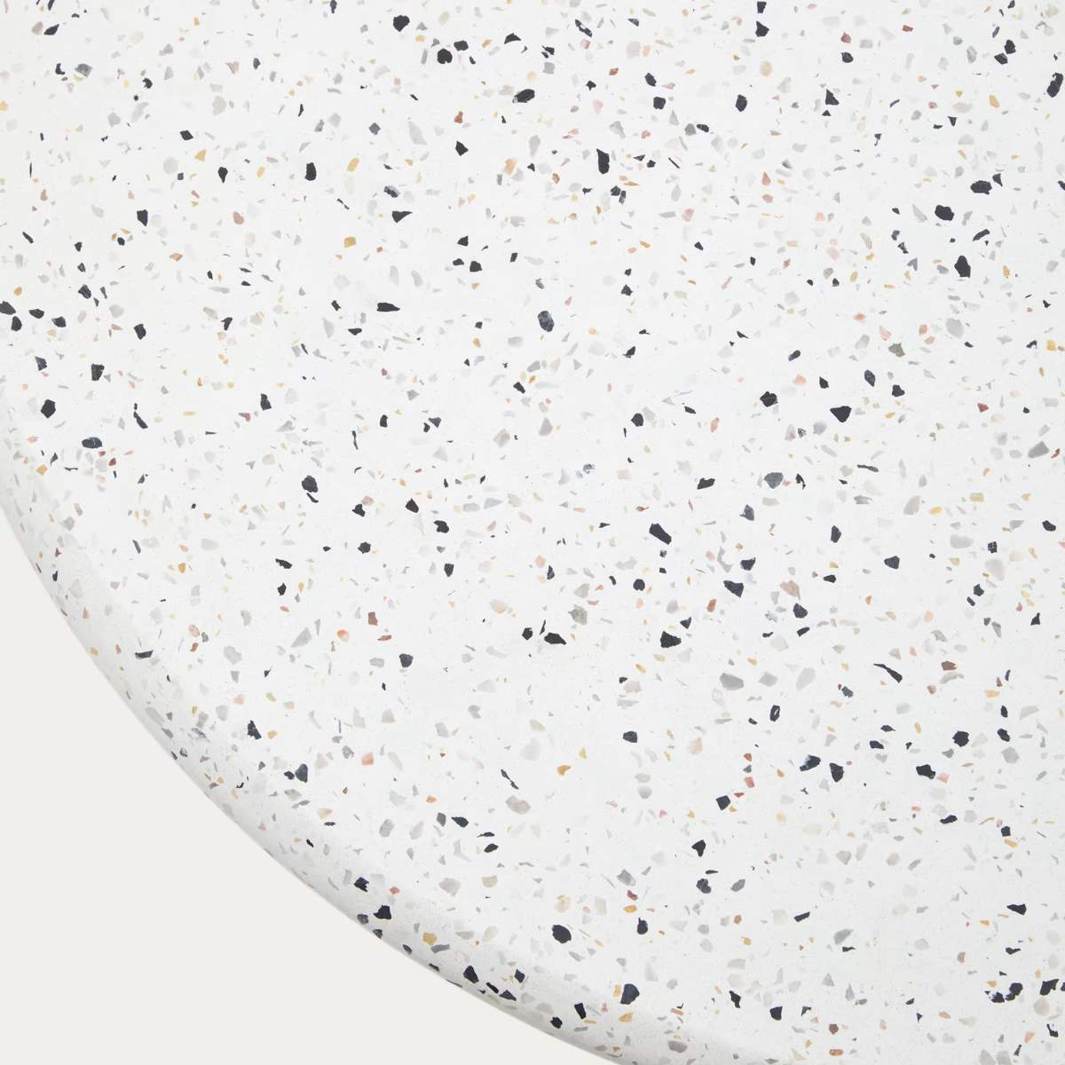 Kave Home Saura Table in white terrazzo with a white terrazzo top, 75 x Ø70.