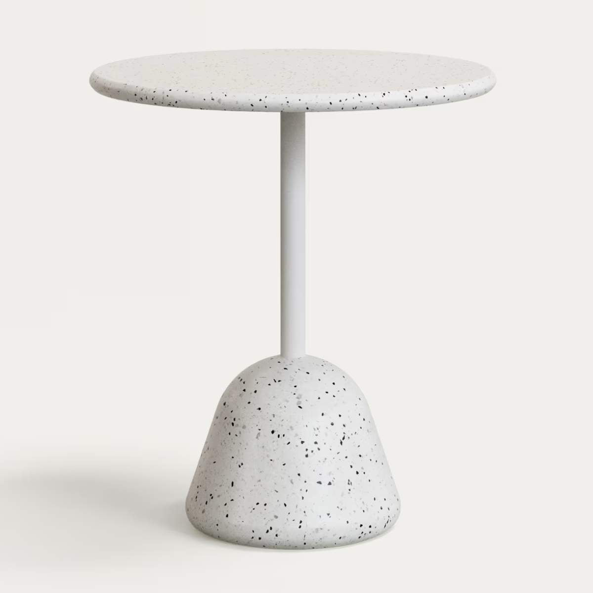 Kave Home Saura Table in white terrazzo with a white terrazzo top, 75 x Ø70.