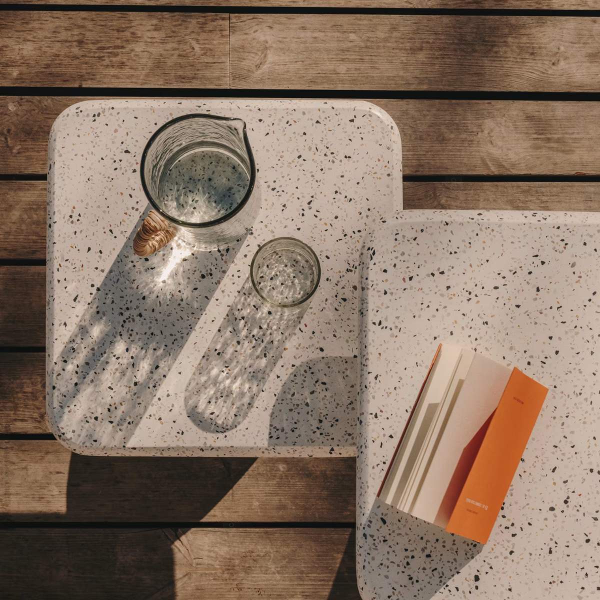 Kave Home Saura coffee table in white terrazzo with a white terrazzo top 32 x 48 x 48
