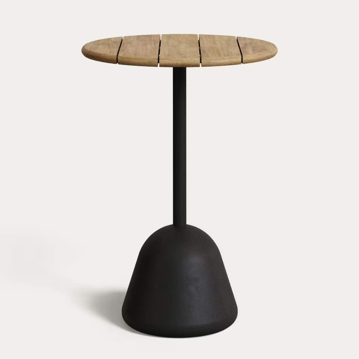Kave Home Saura high bar table black steel frame and natural finish acacia top, 95xØ70cm FSC 100%