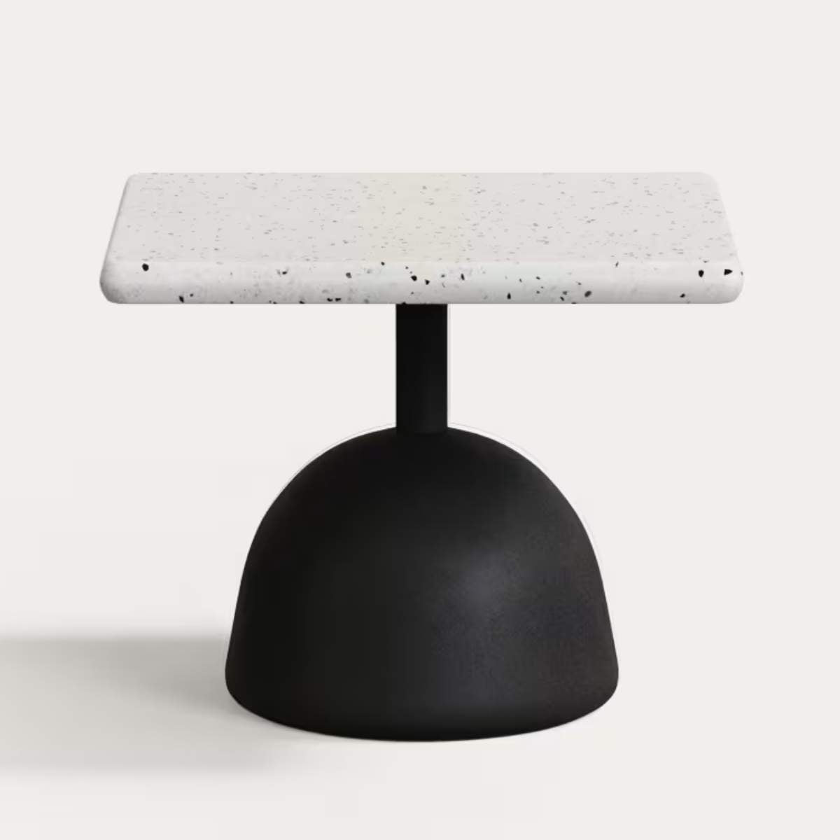 Kave Home Saura coffee table with white terrazzo top and black cement base 44x44x35cm