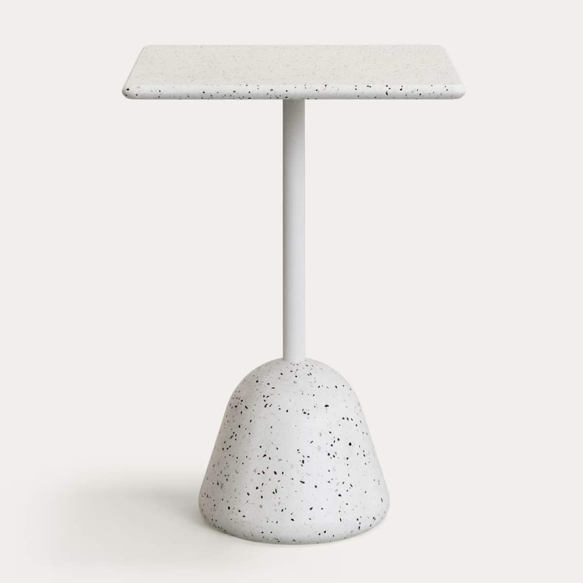 Kave Home Saura high bar table in white terrazzo with a white terrazzo top, 95 x 70 x 70 cm