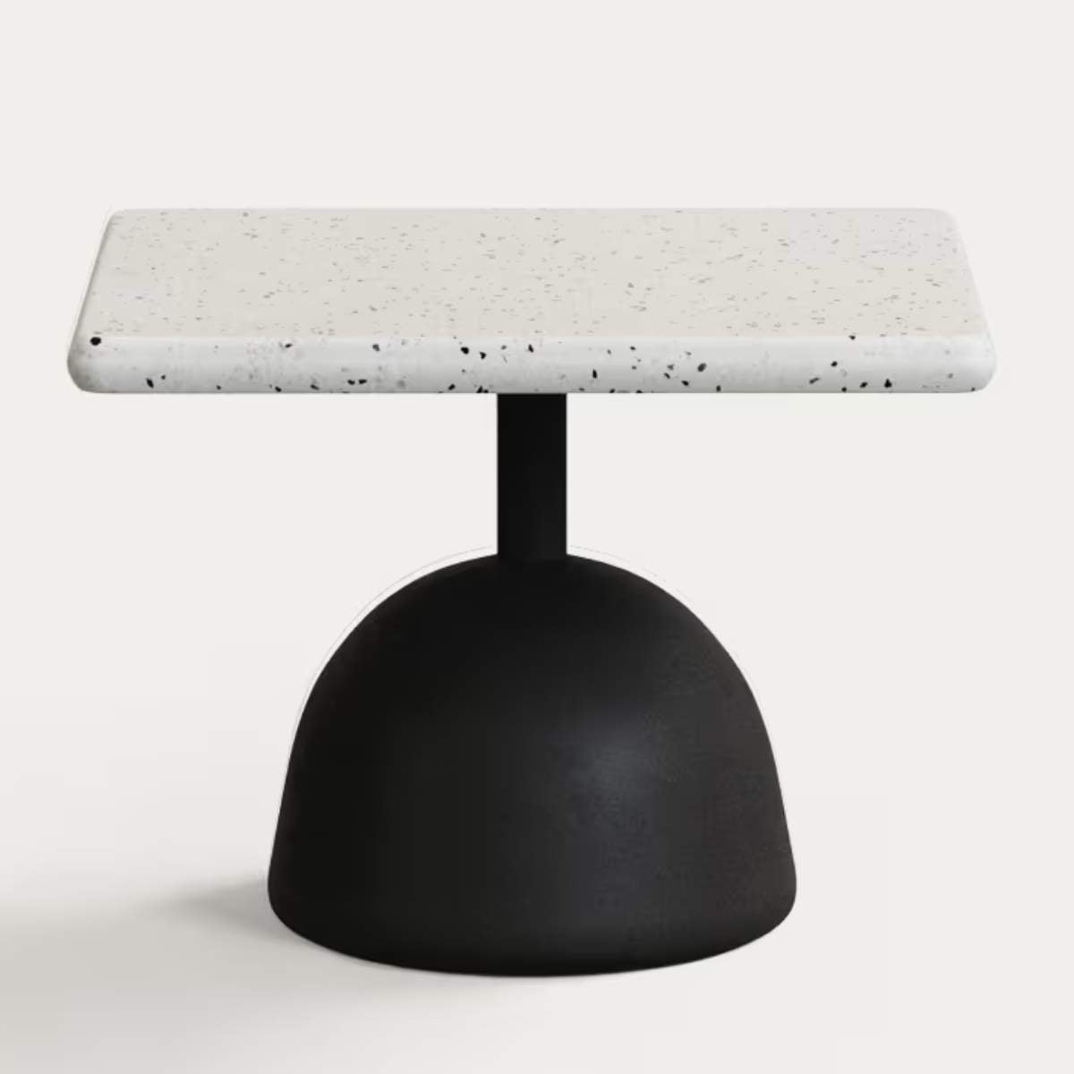 Kave Home Saura coffee table with white terrazzo top and black cement base 48x48x35cm