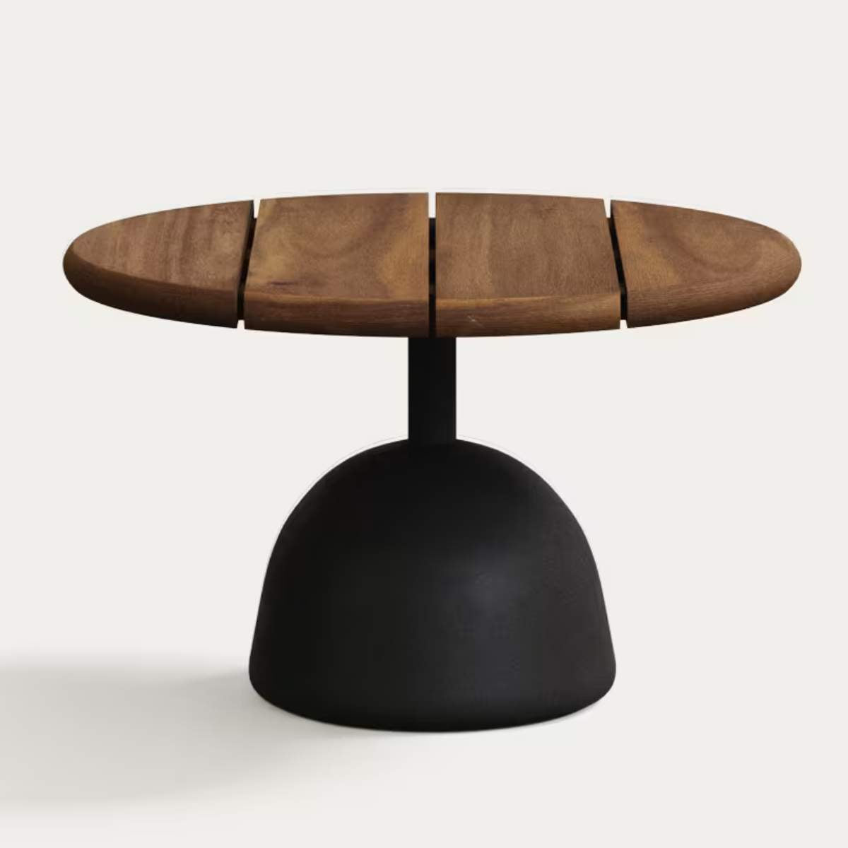 Kave Home Saura coffee table with acacia top in walnut finish and black cement base Ø55x35cm
