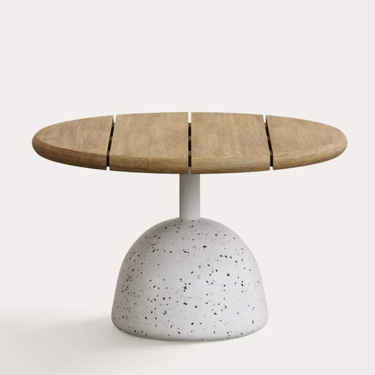 Kave Home Saura coffee table with white terrazzo and natural acacia top, 32 x Ø55 cm FSC 100%