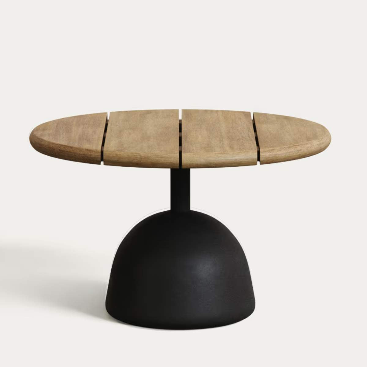 Kave Home Saura coffee table with natural finish acacia top and black cement base Ø55x35cm