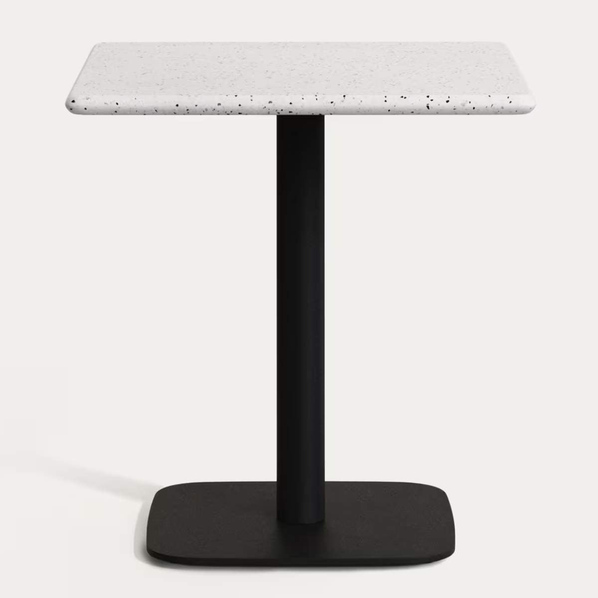 Kave Home Saura Bar Table in black painted metal with a white terrazzo top, 70 x 70 x 70 cm