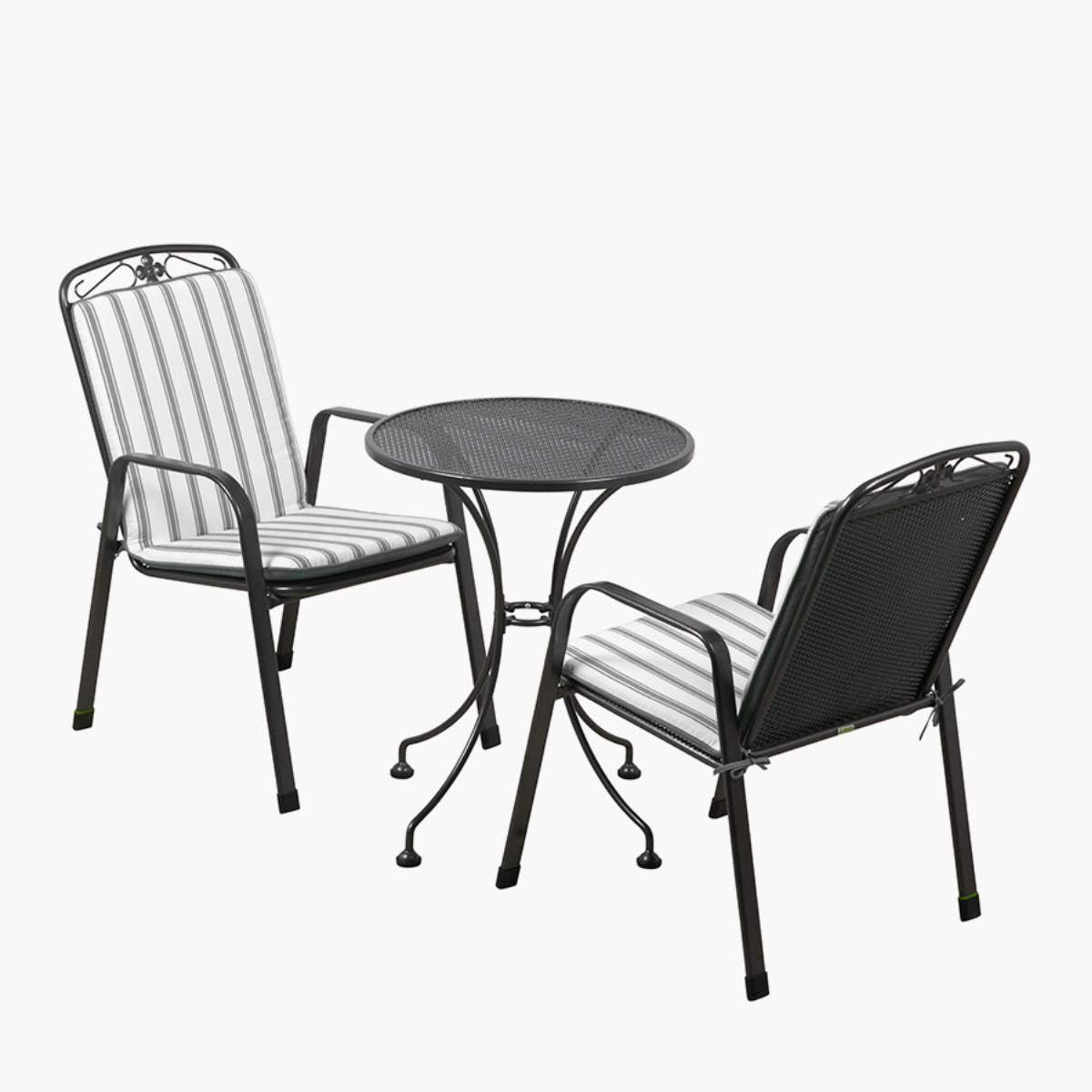 Pacific Lifestyle Savoy Bistro Set with Grey Striped/Plain Cushions
