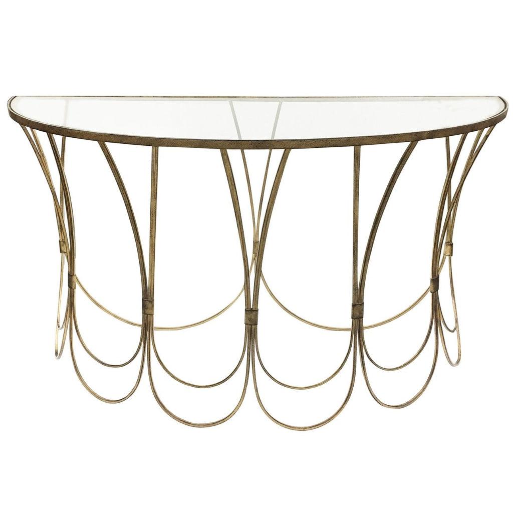 Scalloped Champagne Gold Console Table-Beaumonde