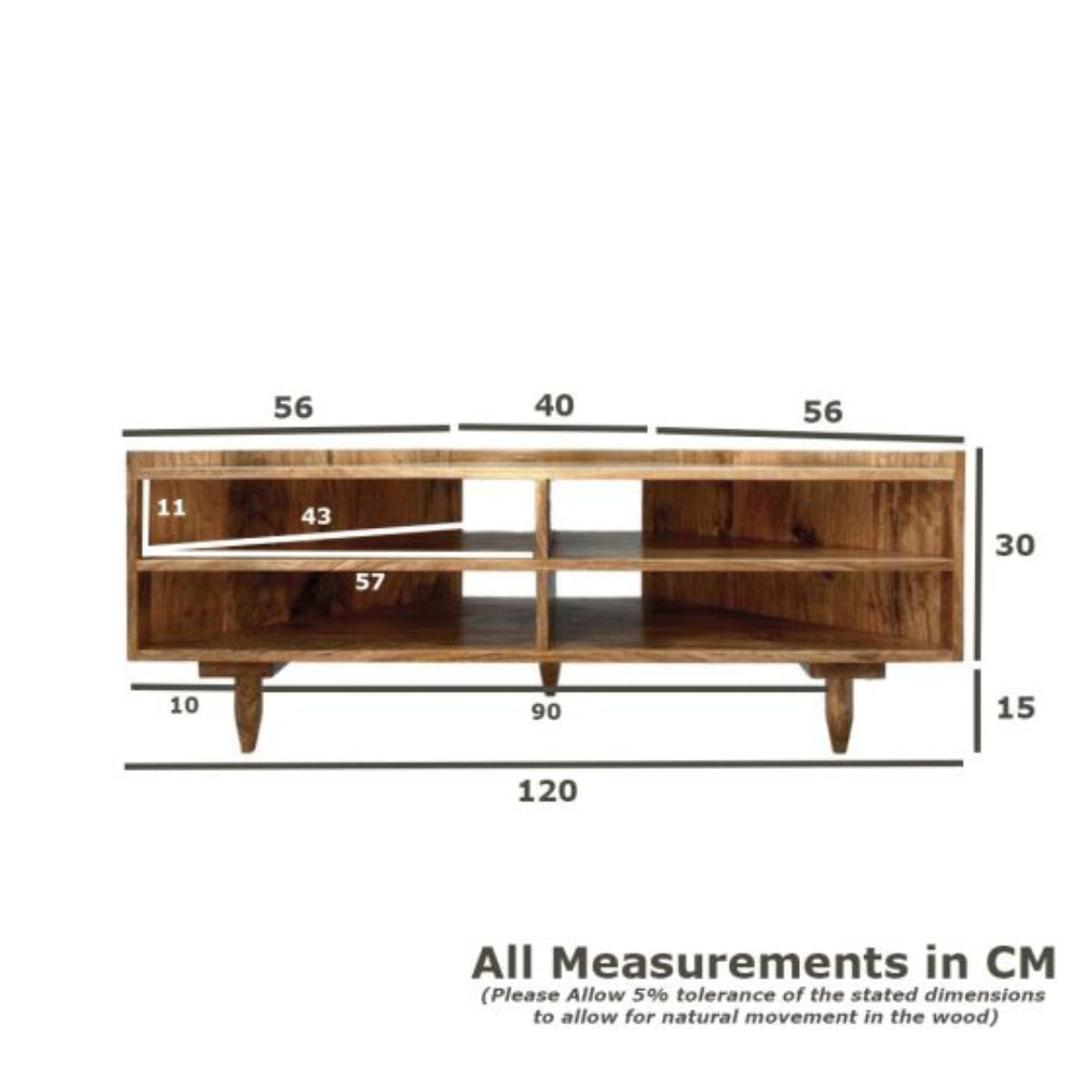 Trade Furniture Scandi Mango 120cm Corner Media Unit
