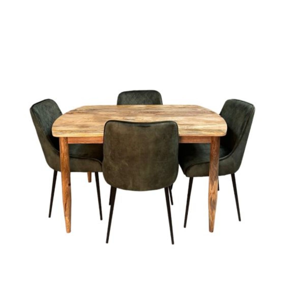 Trade Furniture Scandi Mango 130cm Dining Table & 4 Henley Velvet Dining Chairs (6 Colours)