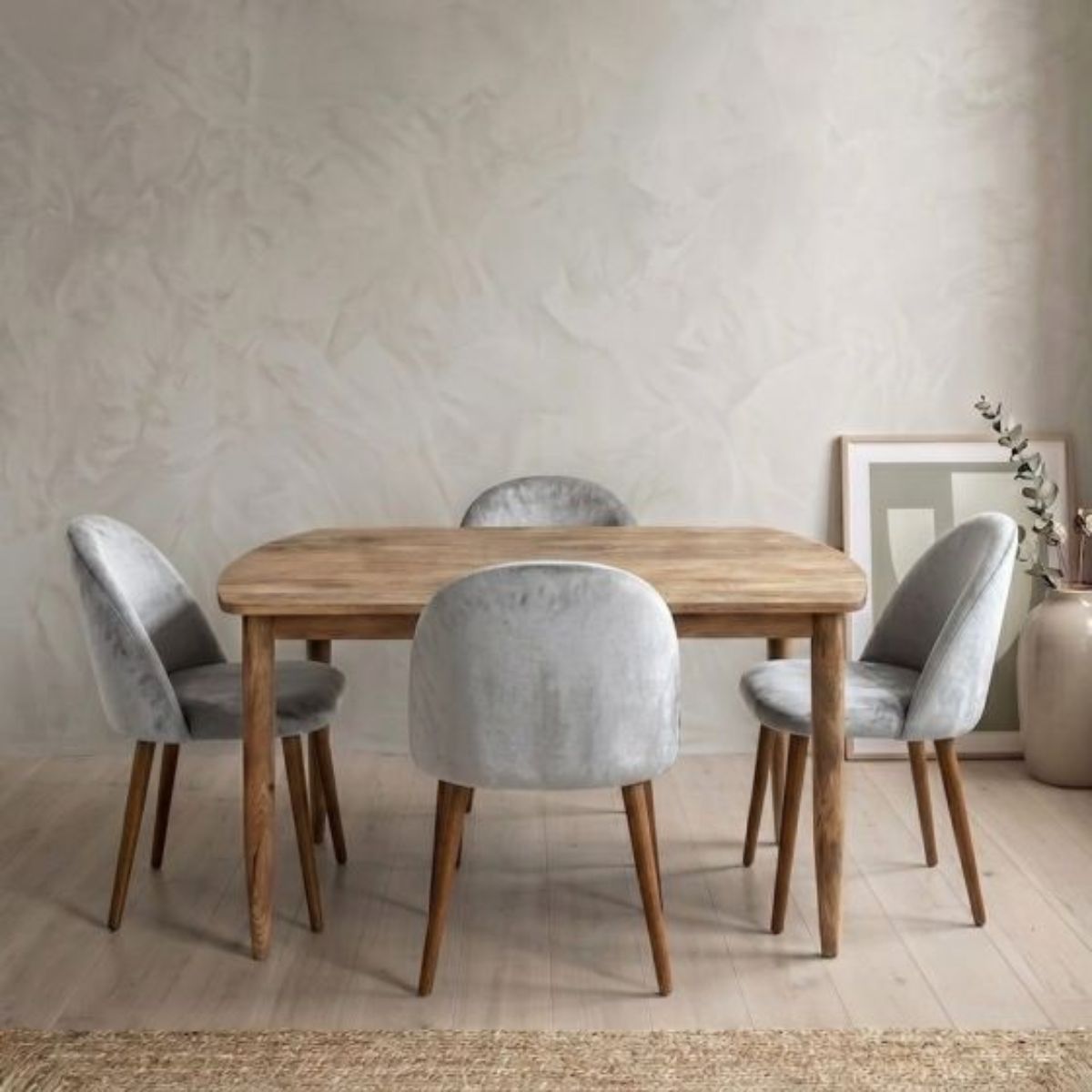 Trade Furniture Scandi Mango 130cm Dining Table & 4 Zena Dining Chairs (2 Colours)