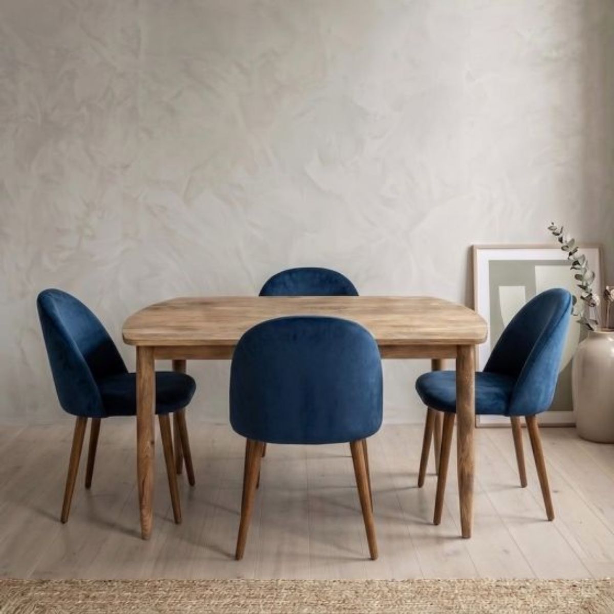 Trade Furniture Scandi Mango 130cm Dining Table & 4 Zena Dining Chairs (2 Colours)