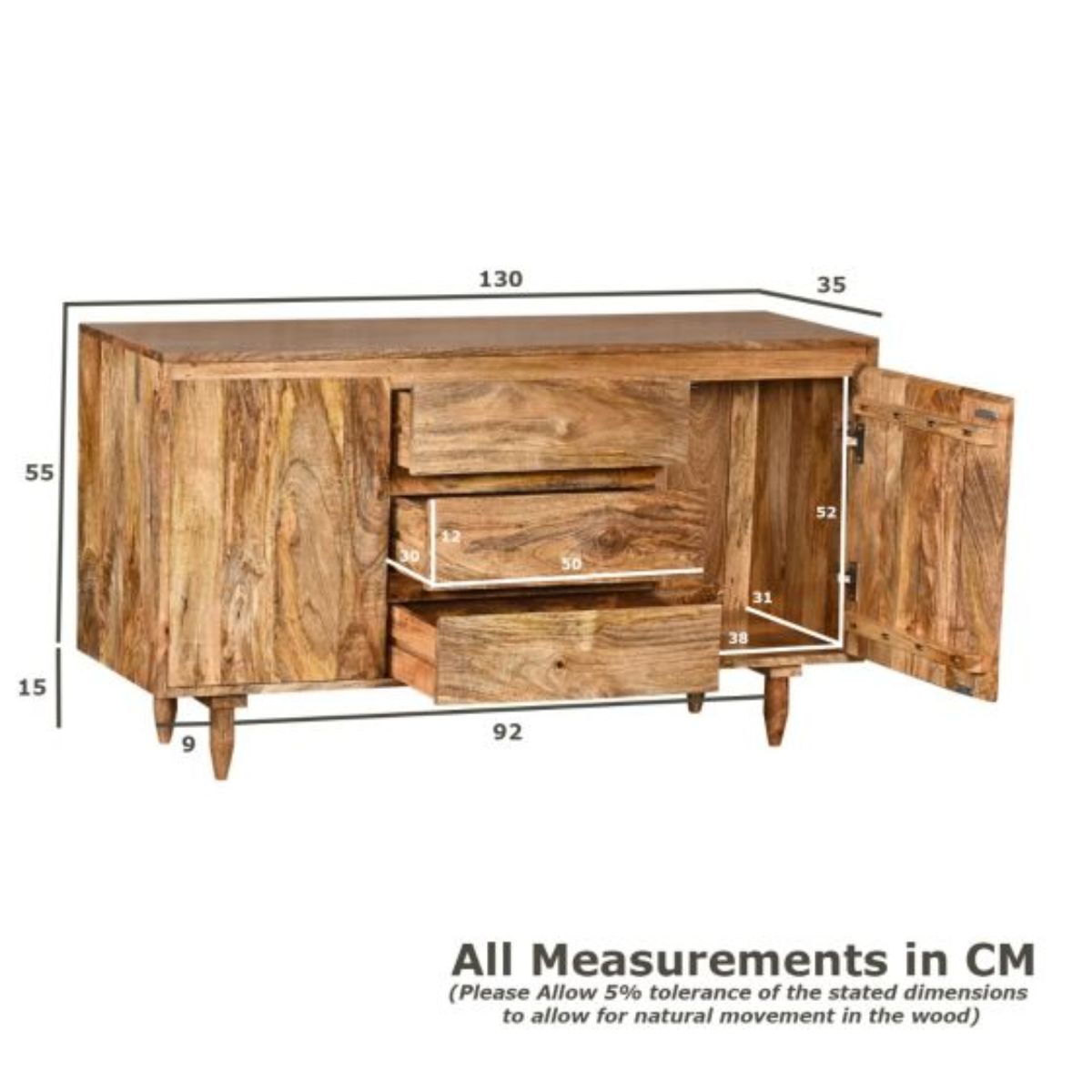 Trade Furniture Scandi Mango 130cm Sideboard