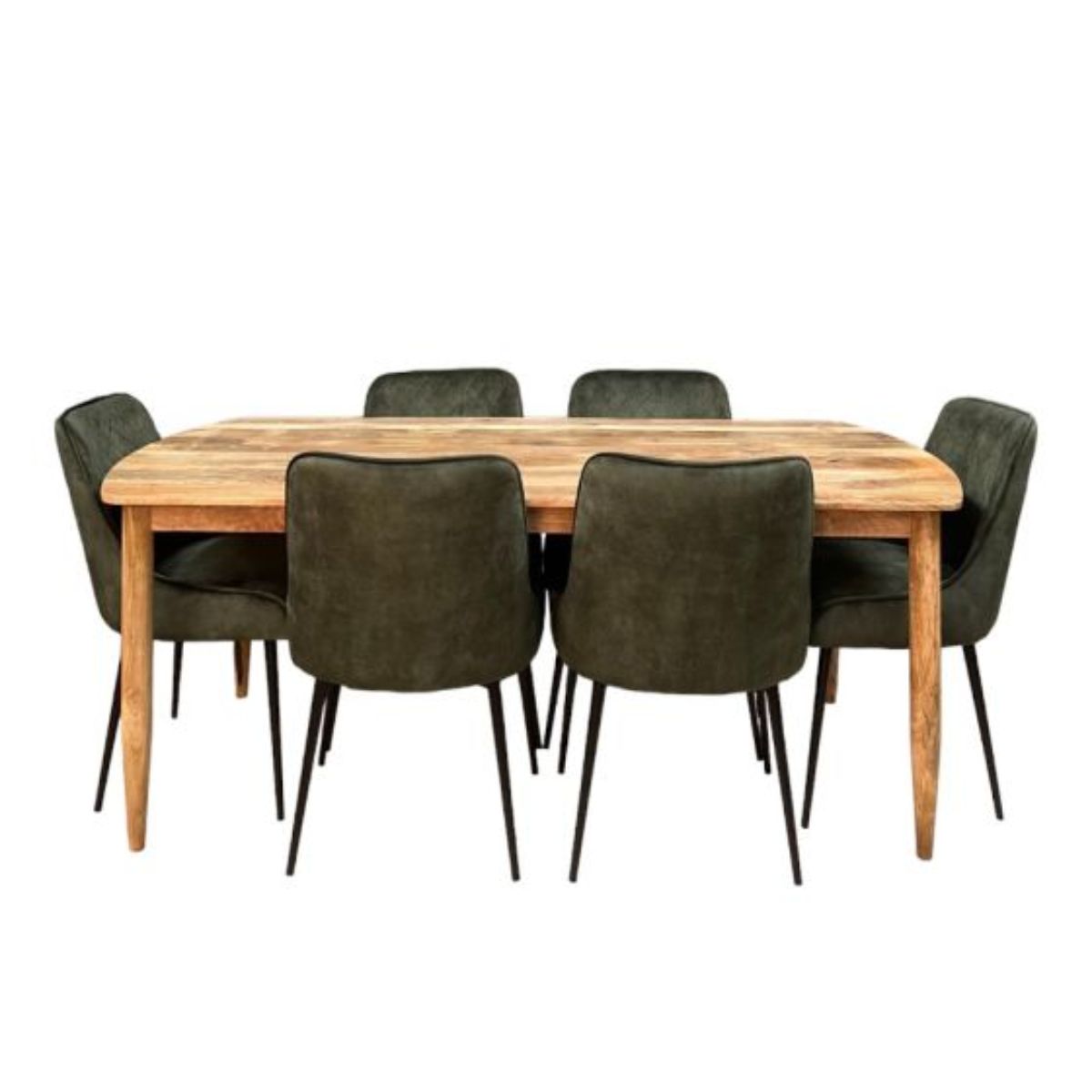 Trade Furniture Scandi Mango 190cm Dining Table & 6 Henley Velvet Dining Chairs (6 Colours)