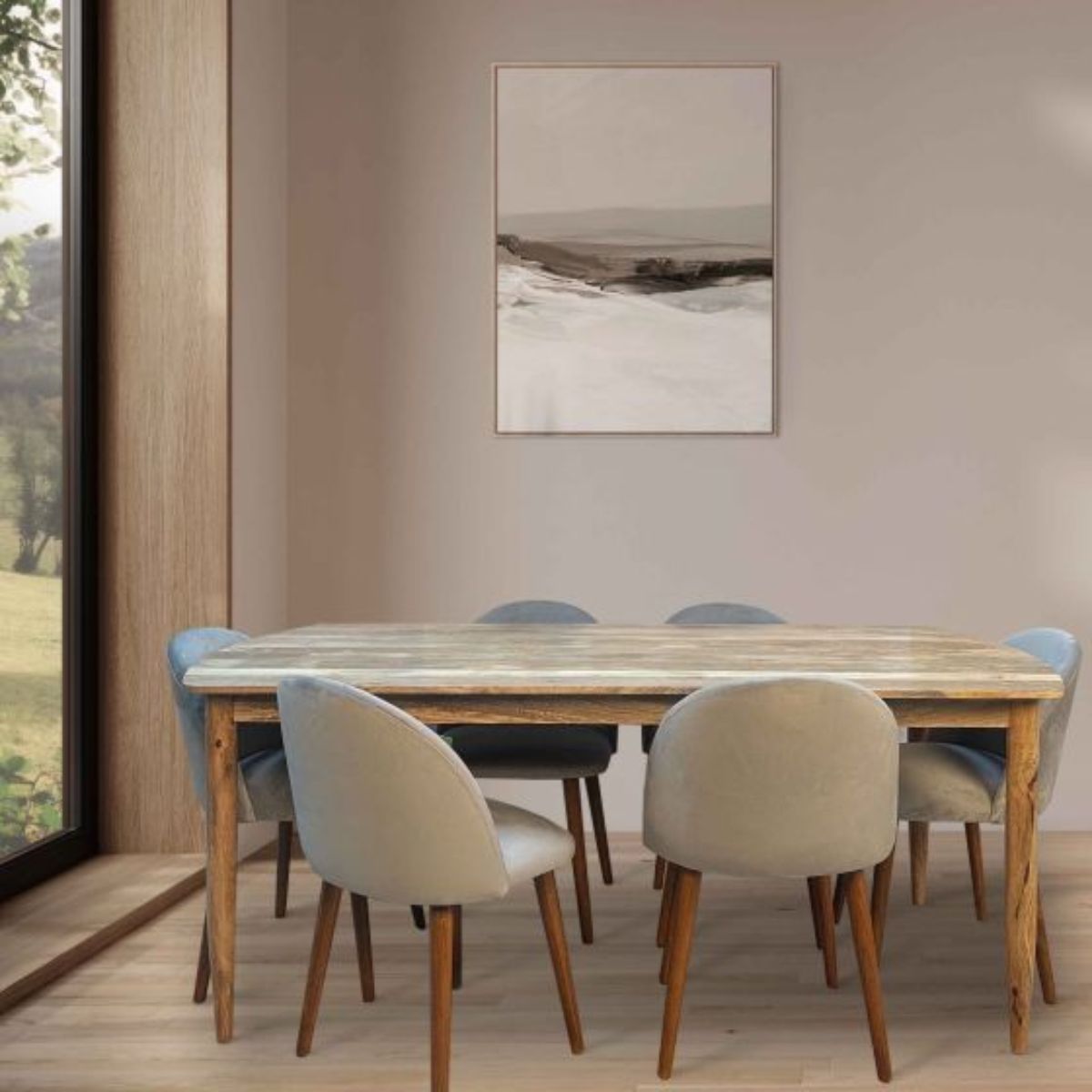 Trade Furniture Scandi Mango 190cm Dining Table & 6 Zena Dining Chairs (2 Colours)