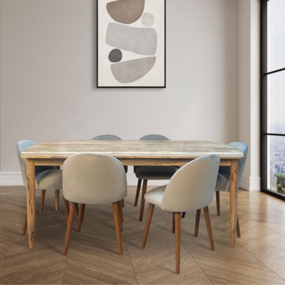 Trade Furniture Scandi Mango 190cm Dining Table & 6 Zena Dining Chairs (2 Colours)