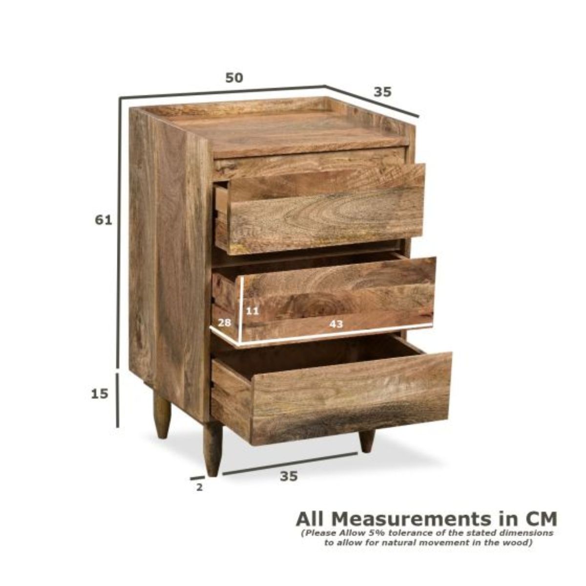 Trade Furniture Scandi Mango 50cm Chest of Drawers