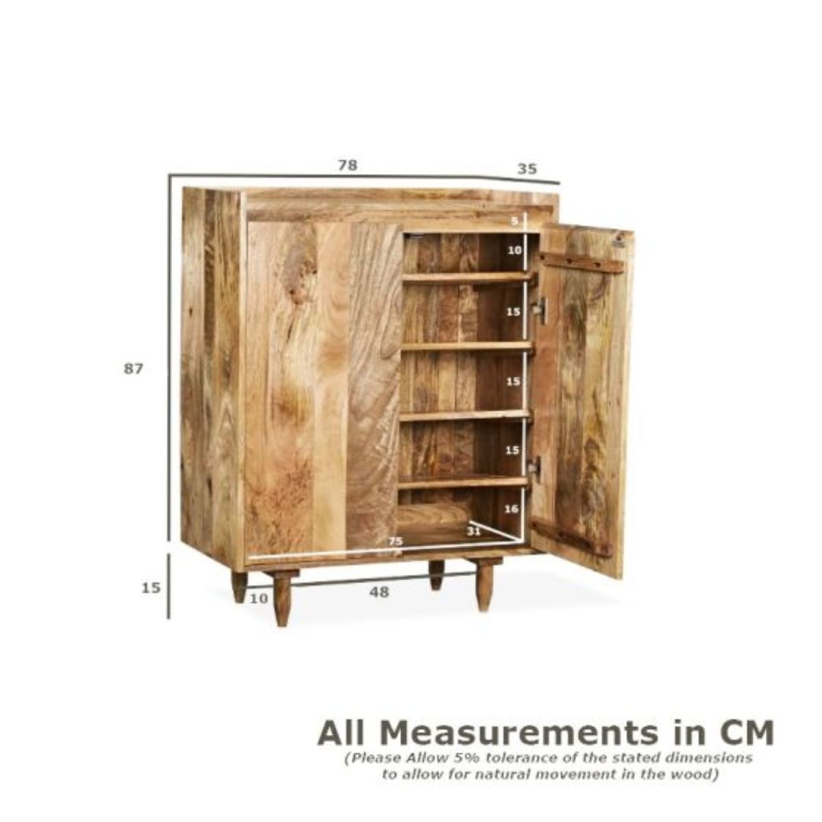 Trade Furniture Scandi Mango 78cm Shoe Cupboard