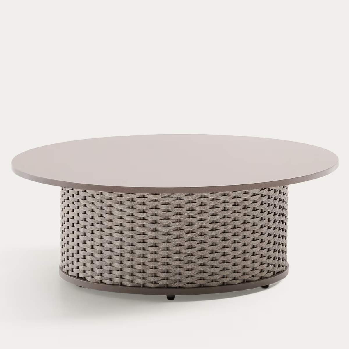 Kave Home Sedalis outdoor coffee table in aluminium with blue rope cord Ø99 cm