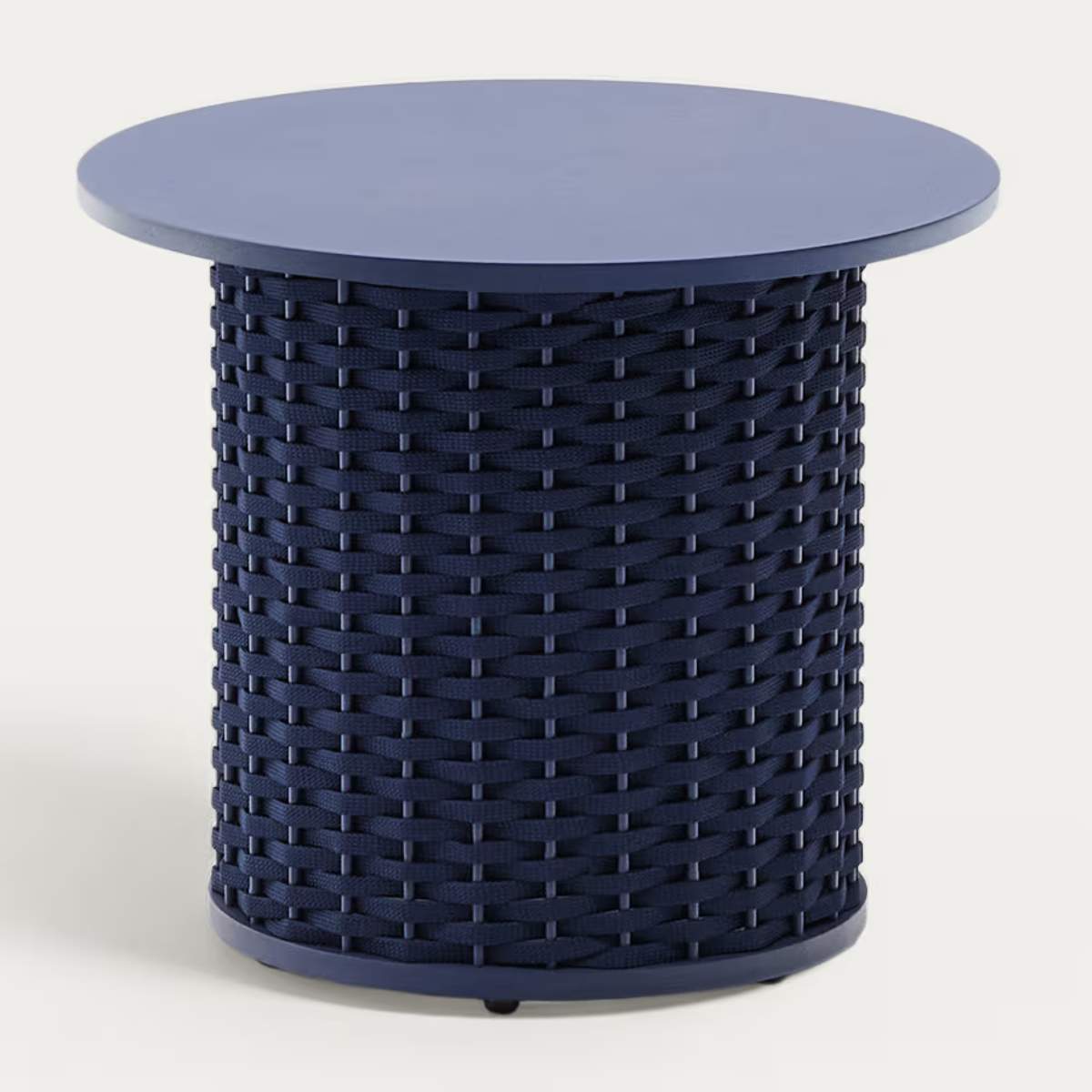 Kave Home Sedalis outdoor side table in aluminium and taupe rope cord Ø50cm