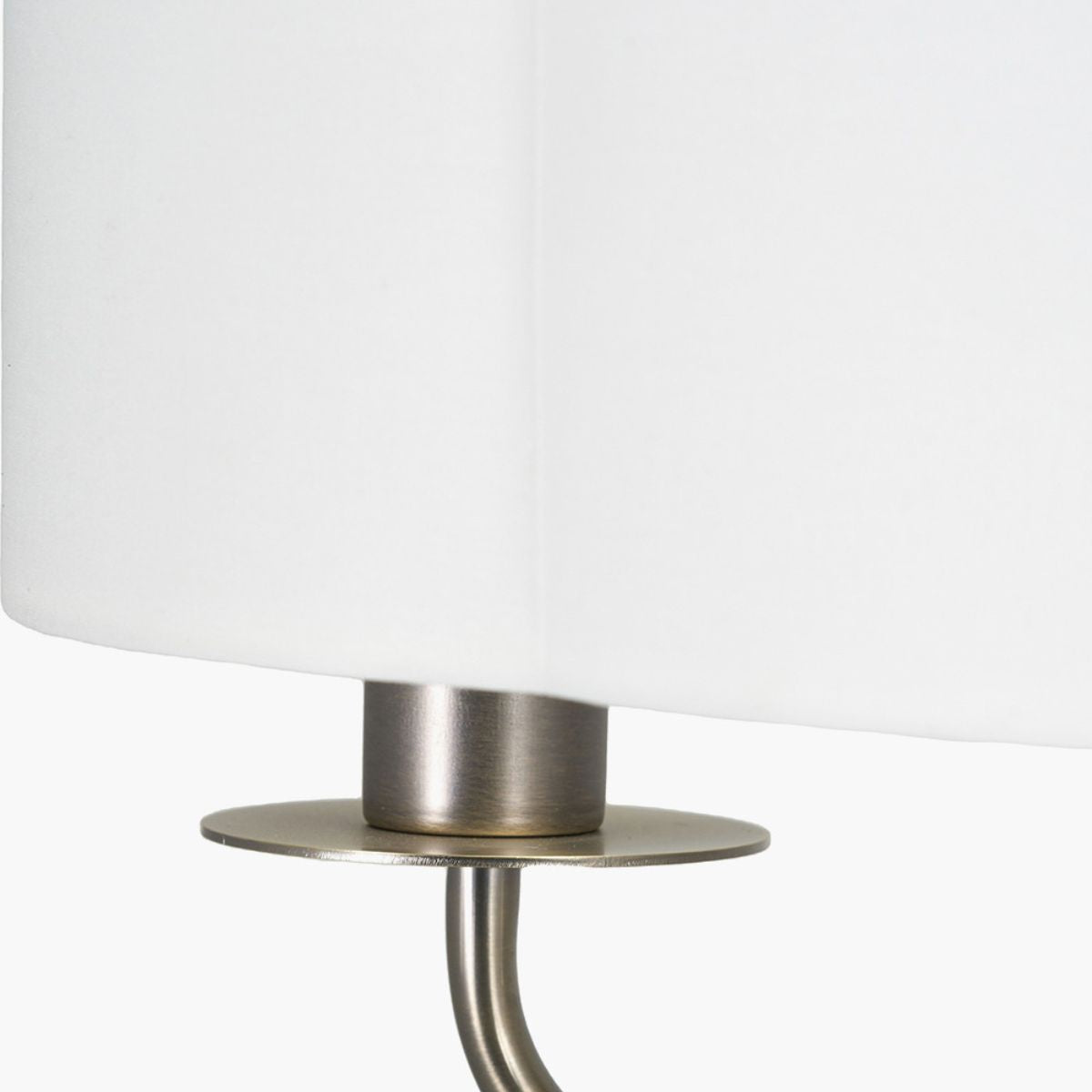 Pacific Lifestyle Seraphine Matt Antique Brass Metal and White Cotton Mix Scallop Shaded Floor Lamp