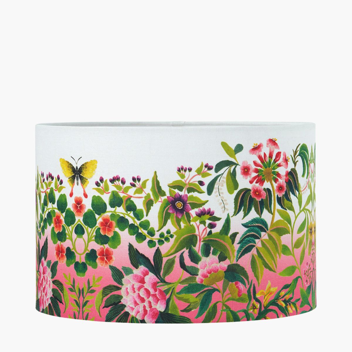 Designers Guild Sesvenna Antique Brass Metal Stick Table Lamp Base with Ikebana 35cm Drum Shade Fuchsia