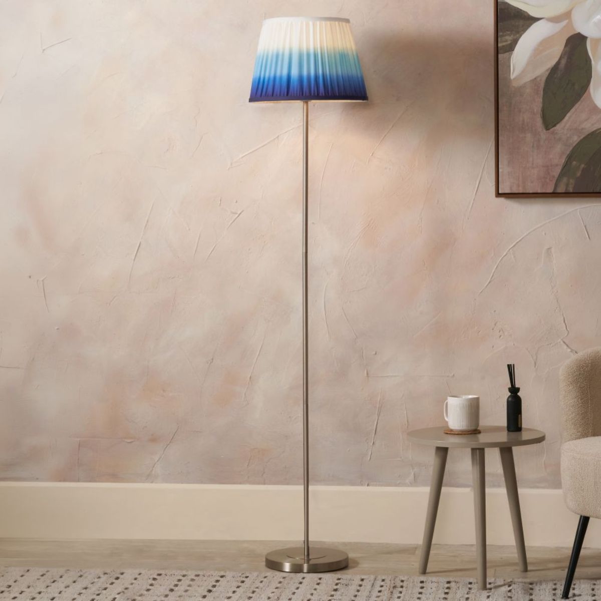 Designers Guild Sesvenna Brushed Silver Metal Stick Floor Lamp Base