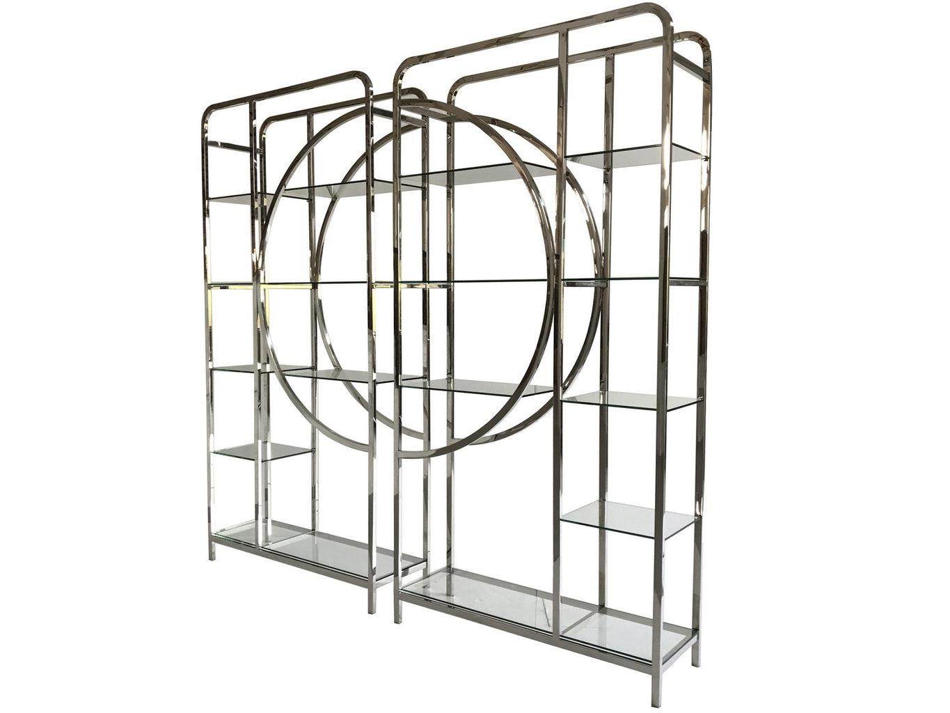 Set of 2 Decadence Gatsby Stainless Steel Shelving Unit-Beaumonde