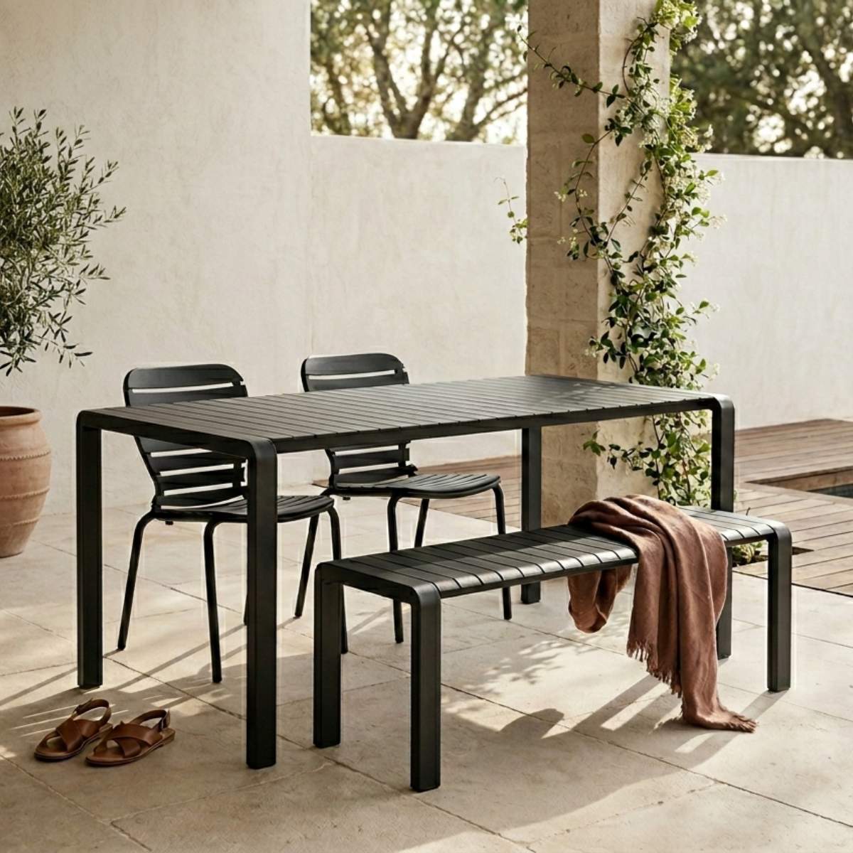 Zuiver Set Garden Table Vondel 168,5 + 2 Chair + Bench Vondel
