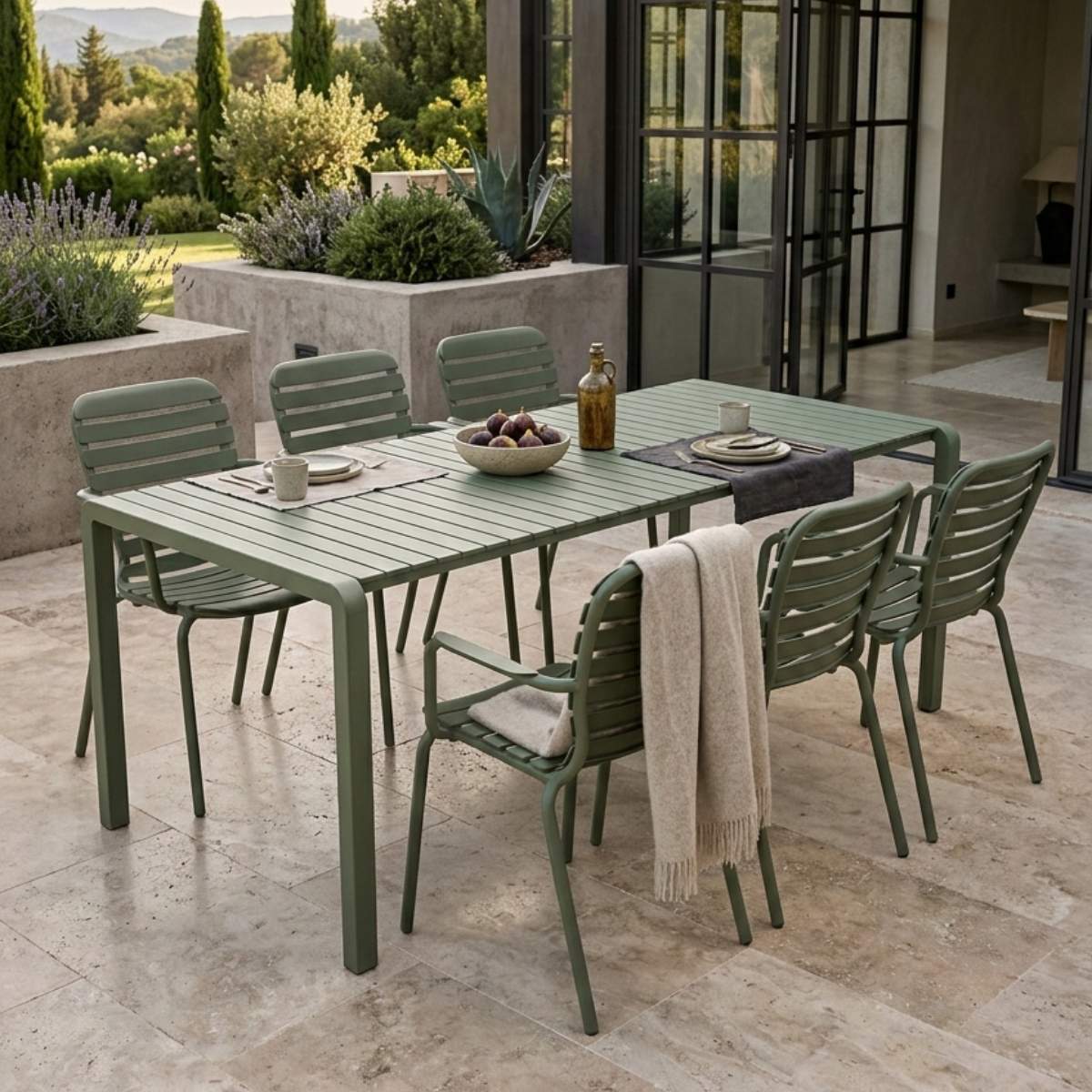 Zuiver Set Garden Table Vondel 214 + 6 Armchair Vondel