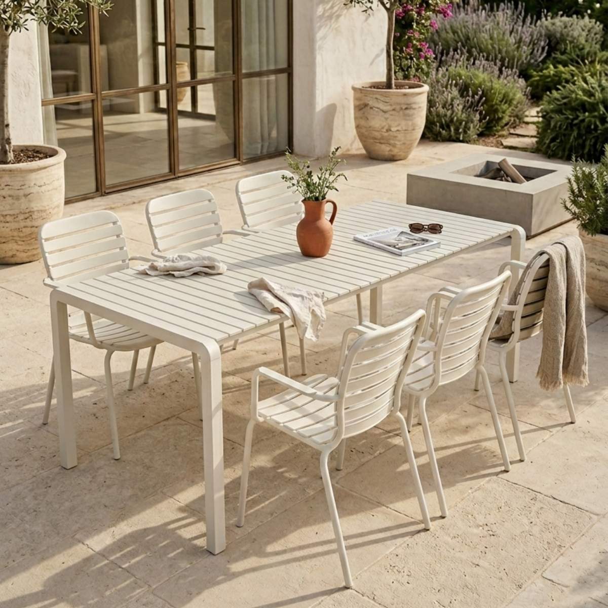 Zuiver Set Garden Table Vondel 214 + 6 Armchair Vondel