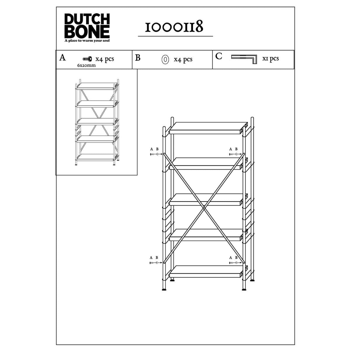 Dutch Bone Shelf Iron Beige