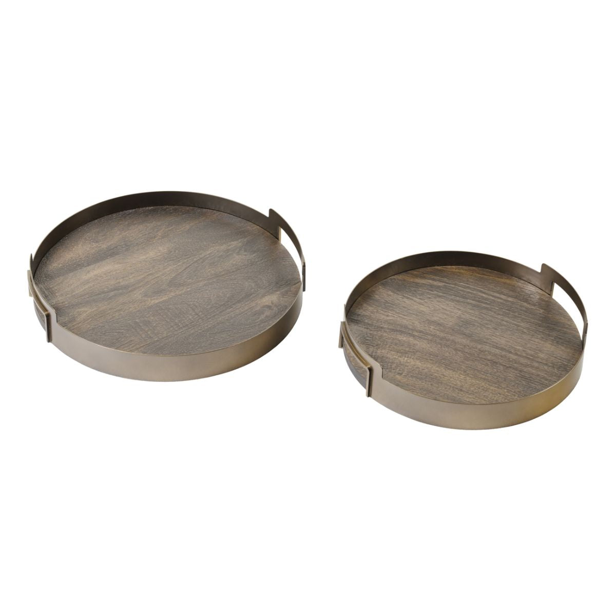 Libra Interiors Shibui Mango Wood & Smoked Gold Trays Set of 2