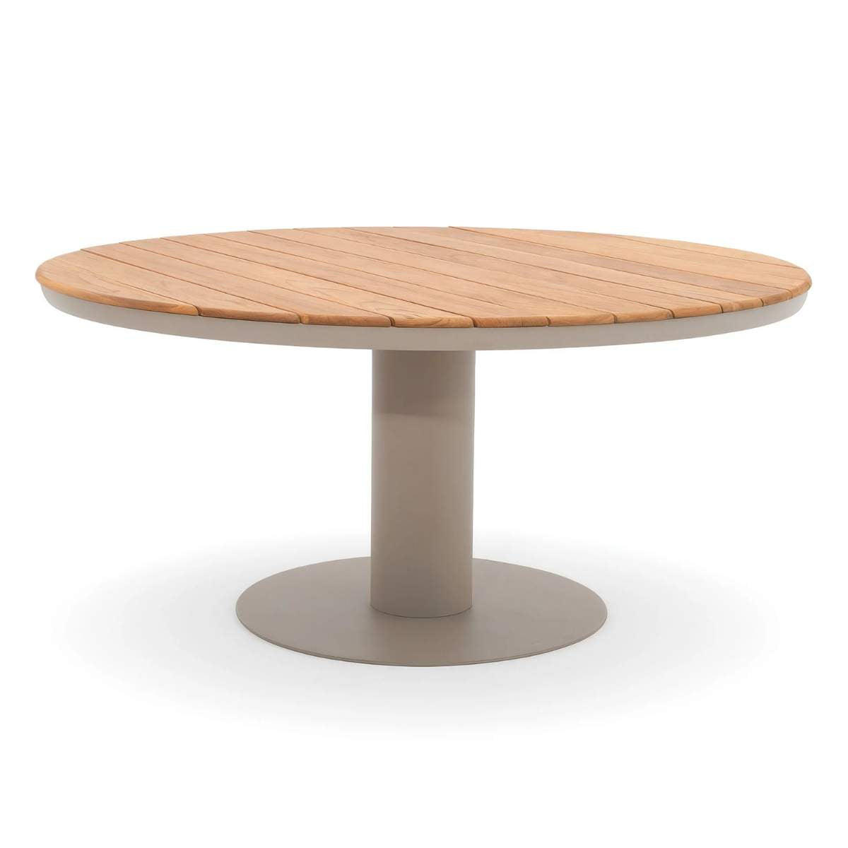 Maze Sicily 6 Seat Round Pedestal Teak Garden Dining Table - Latte