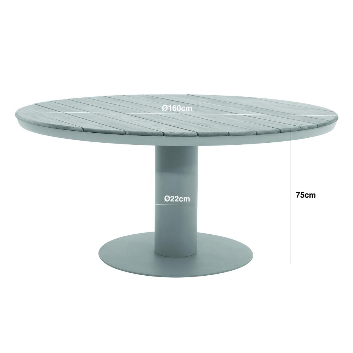 Maze Sicily 6 Seat Round Pedestal Teak Garden Dining Table - Latte