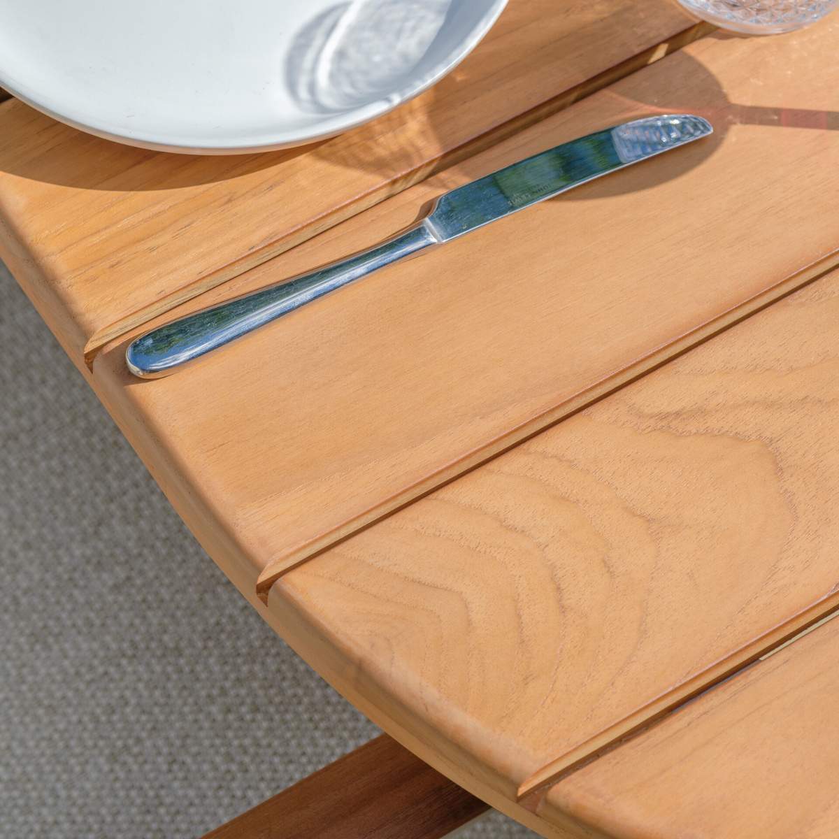 Maze Sicily 8 Seat Rectangular Teak Garden Dining Table - Latte