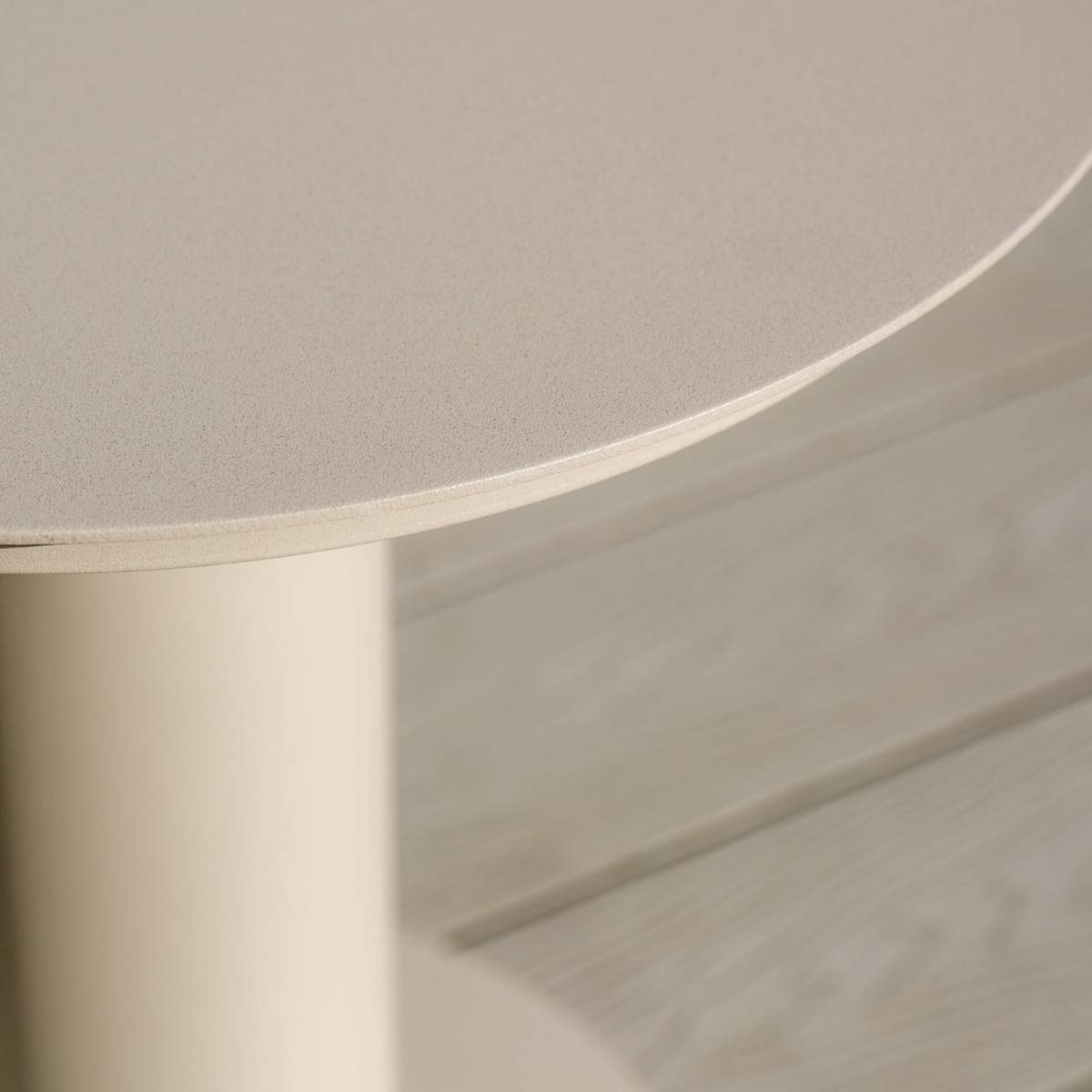 Maze Sicily Aluminium Round Pedestal Side Table - Latte