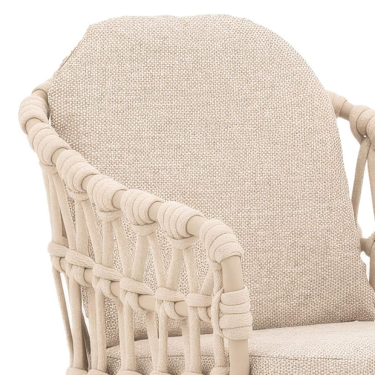 Maze Sicily Open Rope Weave 6 Seat Round Pedestal Dining Set - Latte