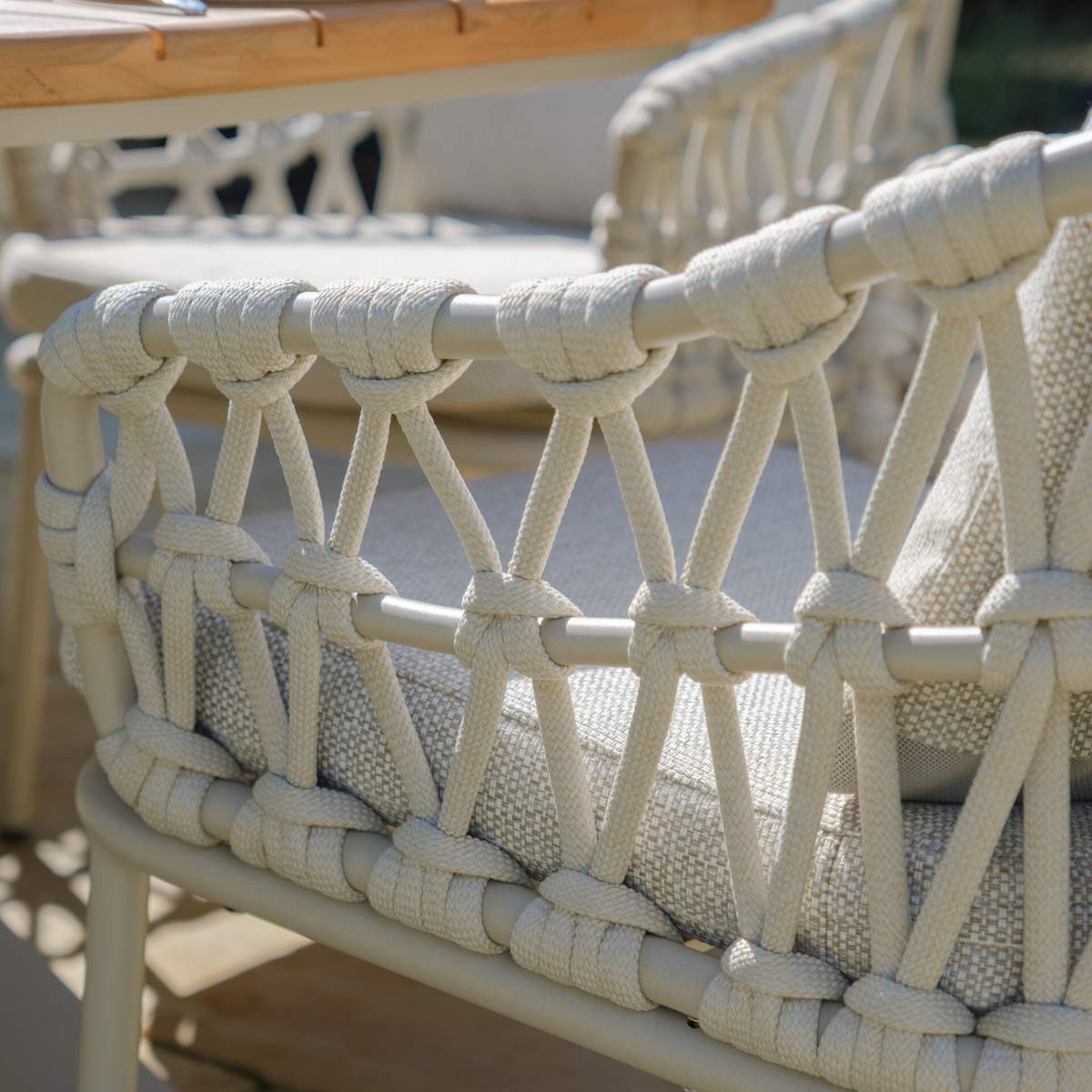 Maze Sicily Open Rope Weave 8 Seat Rectangular Dining Set - Latte