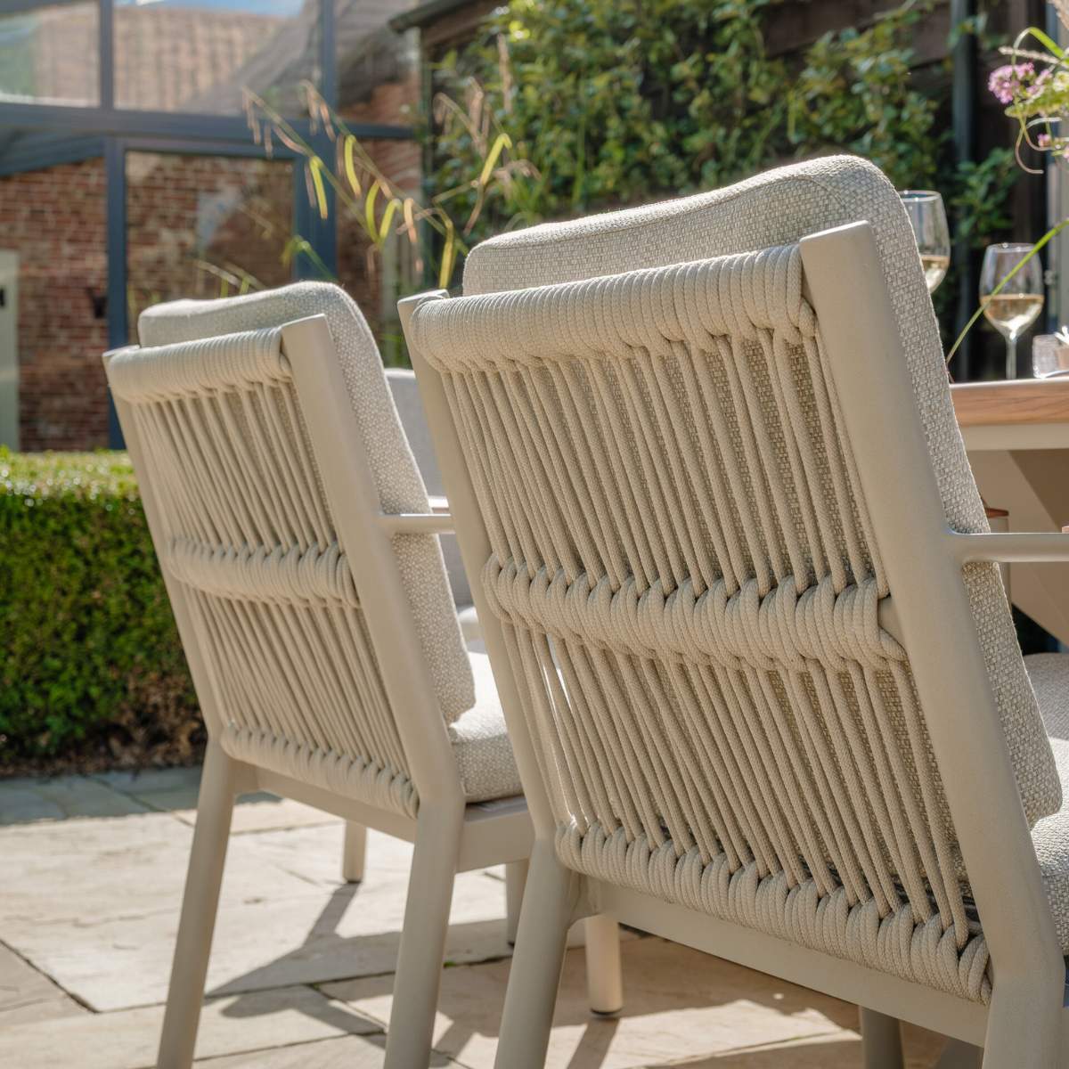 Maze Sicily Rope Weave 6 Seat Rectangular Dining Set - Latte