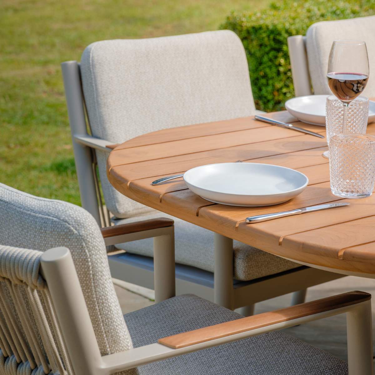 Maze Sicily Rope Weave 6 Seat Rectangular Dining Set - Latte