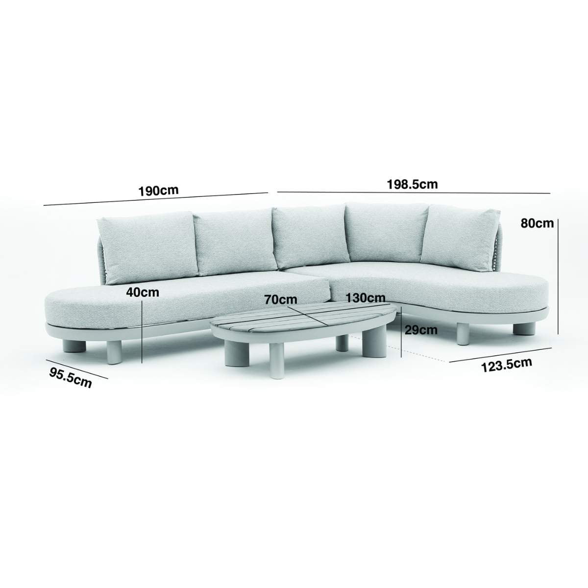 Maze Sicily Rope Weave Curve Corner Sofa Set