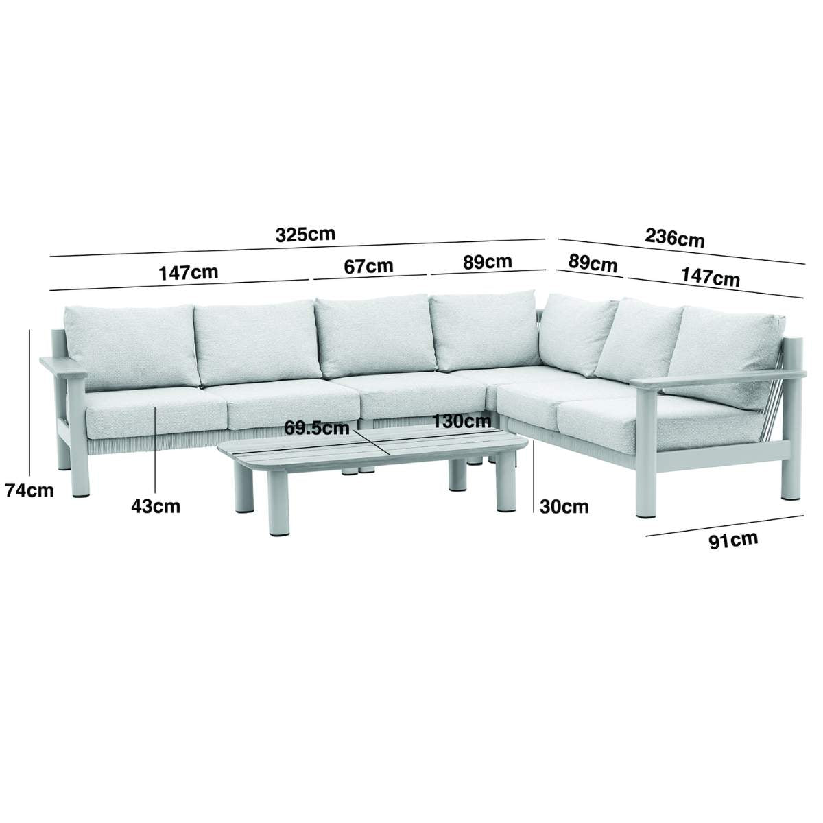 Maze Sicily Rope Weave Large Corner Sofa Set