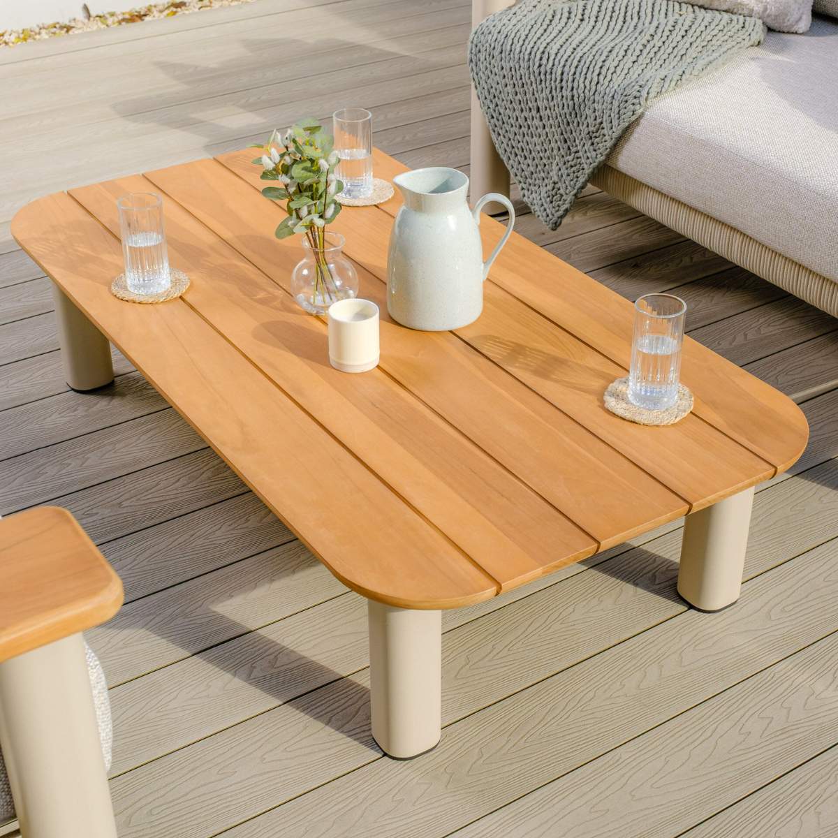 Maze Sicily Teak Rectangular Coffee Table - Latte