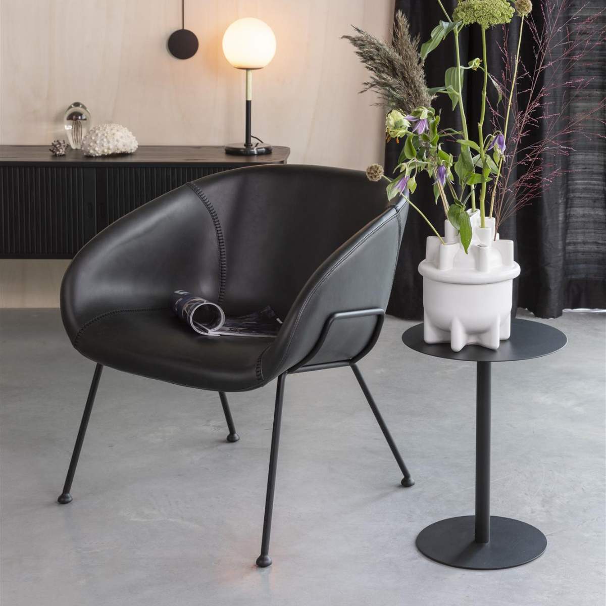 Zuiver Side Table Snow Black Round