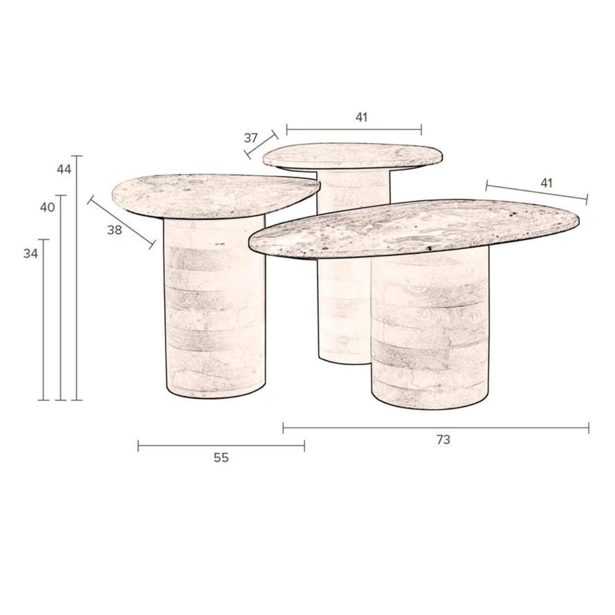Dutch Bone Side Table Suki (Set of 3)
