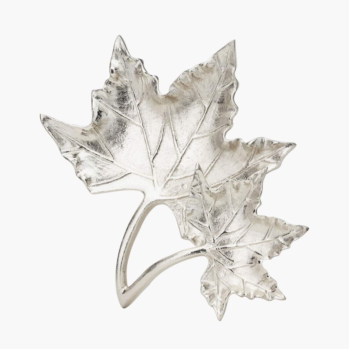 Pacific Lifestyle Silver Metal Dual Oak Leaf Bowl