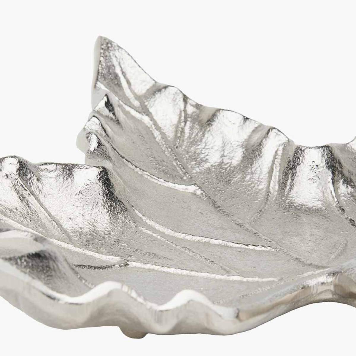 Pacific Lifestyle Silver Metal Oak Leaf Bowl