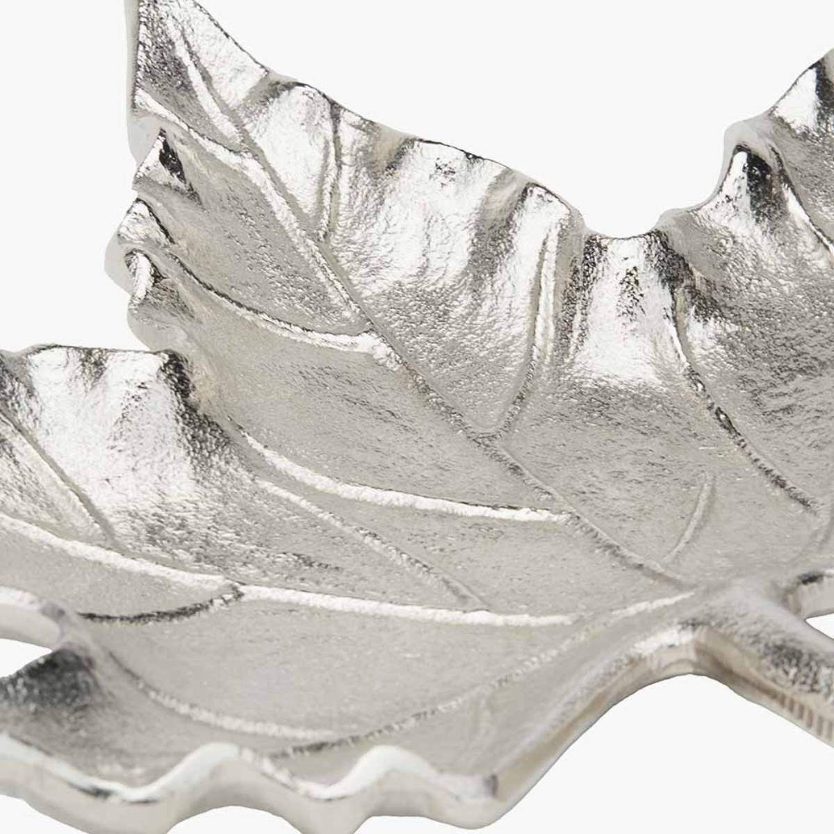 Pacific Lifestyle Silver Metal Oak Leaf Bowl